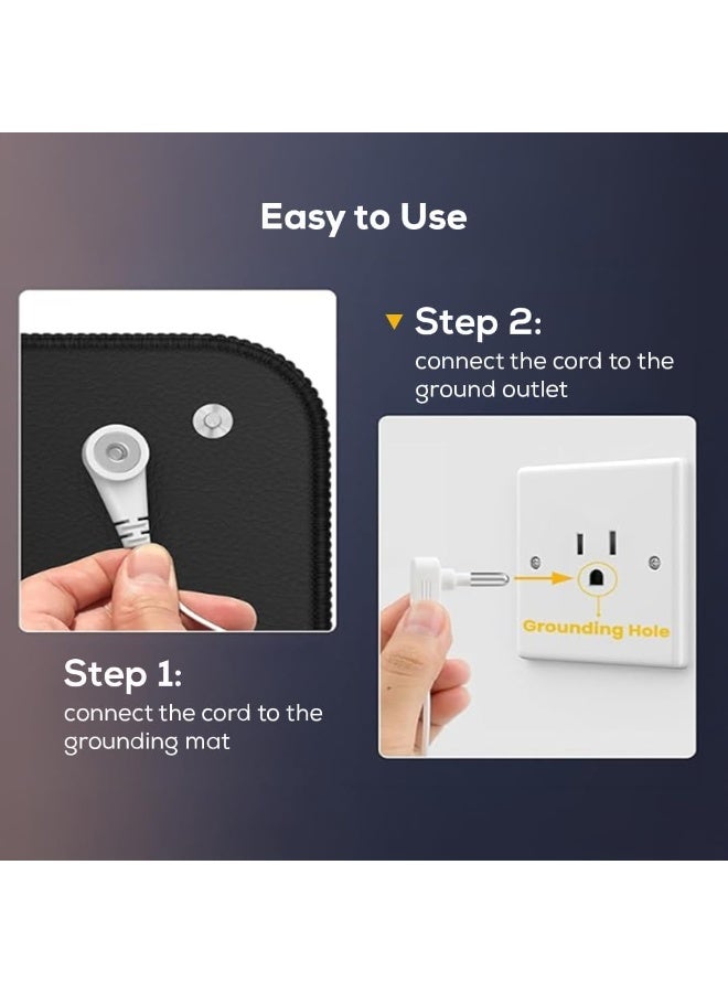 Grounding Mat, 23.6" x 15.7", Black/White, Reduce Anxiety, Stress, Improve Sleep, Balance - Image 2